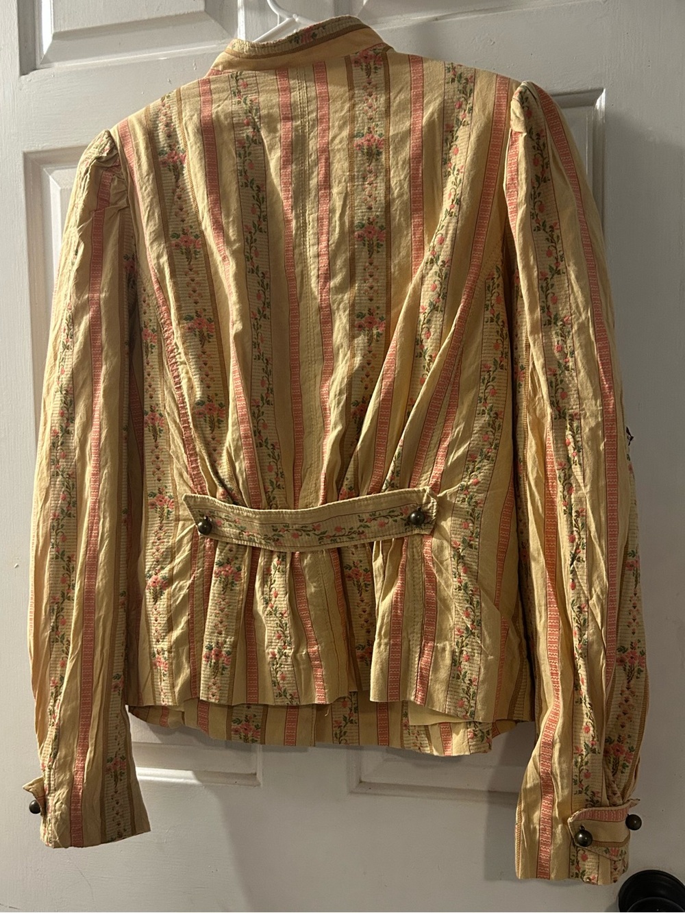 Free People Yellow Striped Floral Button-Up Jacket - Picture 2 of 2